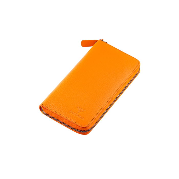 Zoozie Bags Cartera Mujer Naranja Piel Auténtica Elegante Sofisticada Lujo Funcional 19.5x10x2cm